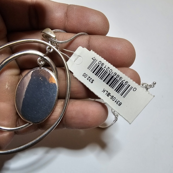 Studio Works Silver Tone Ripple Effect Pendant Fashion Necklace New With Tags 18 - Picture 4 of 5